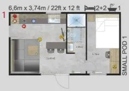 Kleines Mobilheim mit Garage T2