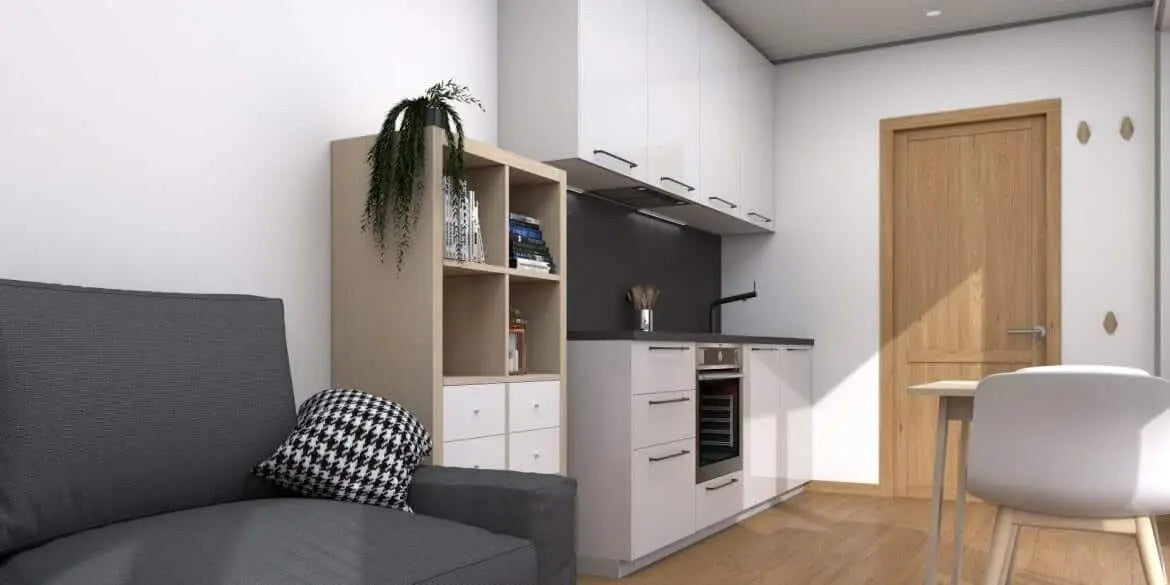 Modulares Haus EVO XS 12,19 m mal 2,3 m