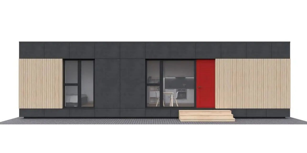 Modulares Haus EVO XS 12,19 m mal 2,3 m