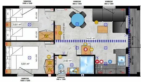Kleines Mobilheim mit Garage T2